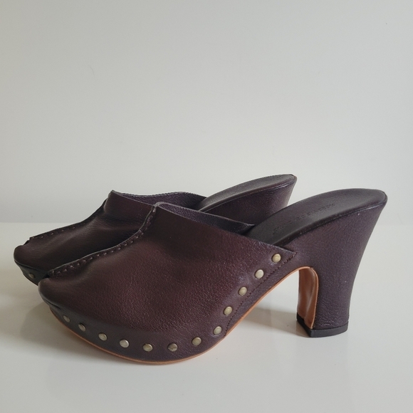 Roberto Del Carlo Brown Leather Wedge Clog Heels EU 38 US 7 - Picture 3 of 9